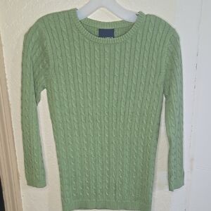 Polo by Ralph Lauren Green Crew Neck Cable Knit Sweater Vintage 90's